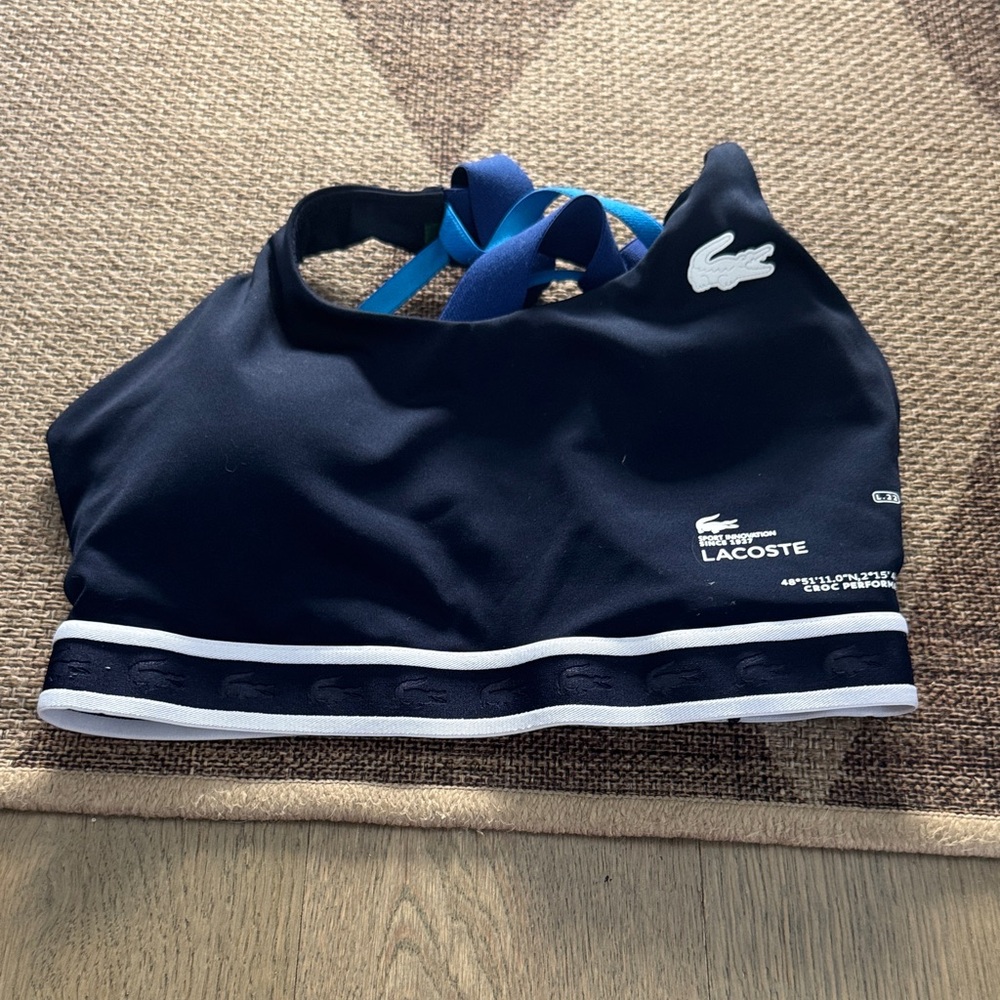 Lacoste Navy Sports Bra with White Accents